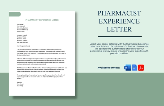Pharmacist Experience Letter Pharmacist Experience Letter