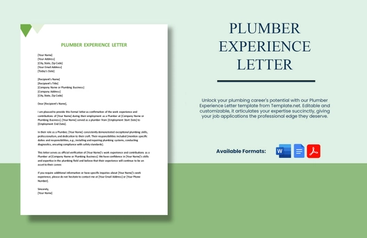 Plumber Experience Letter Plumber Experience Letter