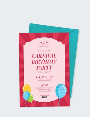 Carnival Birthday Party Invitation Template