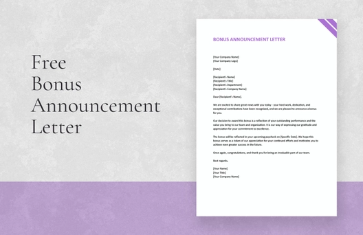 Bonus Announcement Letter
