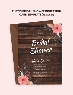 Rustic Bridal Shower Invitation Card Template