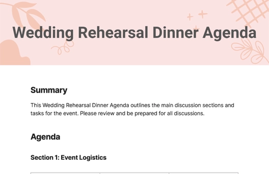 Wedding Rehearsal Dinner Agenda Template Wedding Rehearsal Dinner Agenda Template