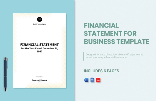 Financial Statement for Business Template
