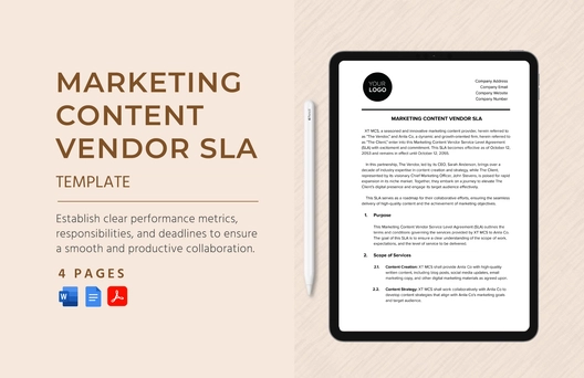Marketing Content Vendor SLA Template