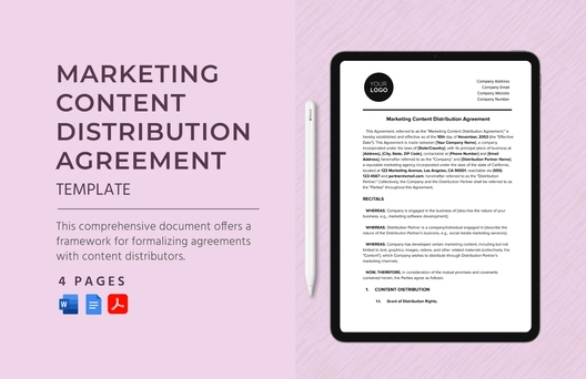 Marketing Content Distribution Agreement Template