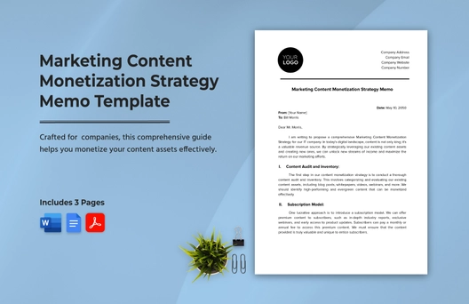 Marketing Content Monetization Strategy Memo Template