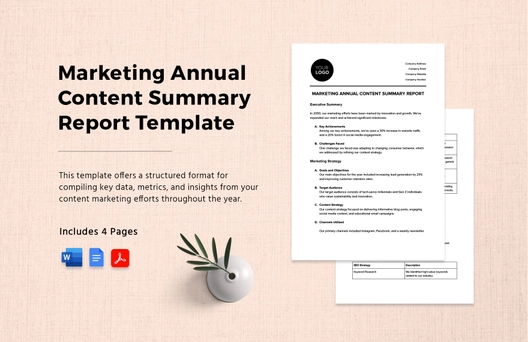 Marketing Annual Content Summary Report Template