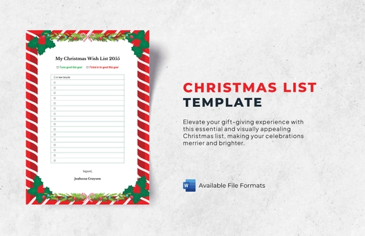 Christmas List Template Christmas List Template