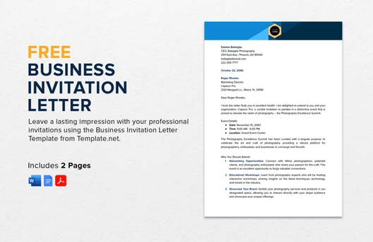 Business Invitation Letter Template