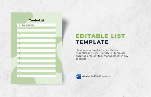 Editable List Template Editable List Template