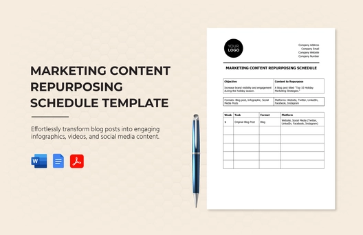 Marketing Content Repurposing Schedule Template Marketing Content Repurposing Schedule Template