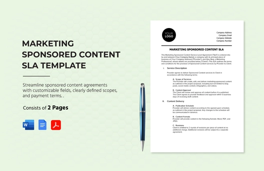Marketing Sponsored Content SLA Template Marketing Sponsored Content SLA Template