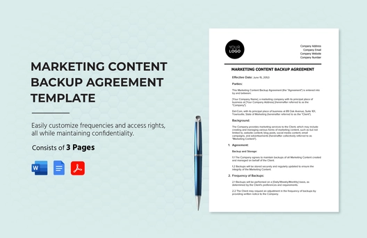 Marketing Content Backup Agreement Template