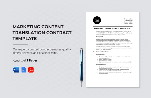 Marketing Content Translation Contract Template