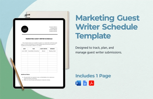 Marketing Guest Writer Schedule Template Marketing Guest Writer Schedule Template