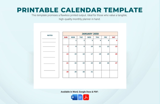 Printable Calendar Template