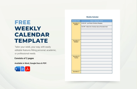 Weekly Calendar Template