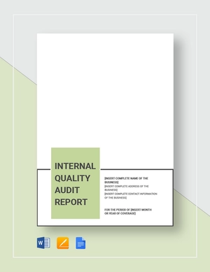 Internal Quality Audit Report Template