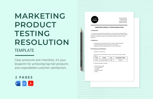 Marketing Product Testing Resolution Template
