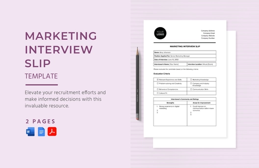 Marketing Interview Slip Template Marketing Interview Slip Template