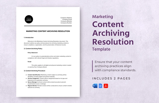 Marketing Content Archiving Resolution Template
