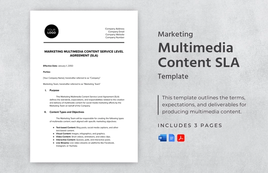 Marketing Multimedia Content SLA Template