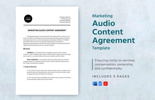 Marketing Audio Content Agreement Template