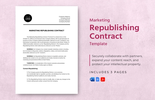 Marketing Republishing Contract Template