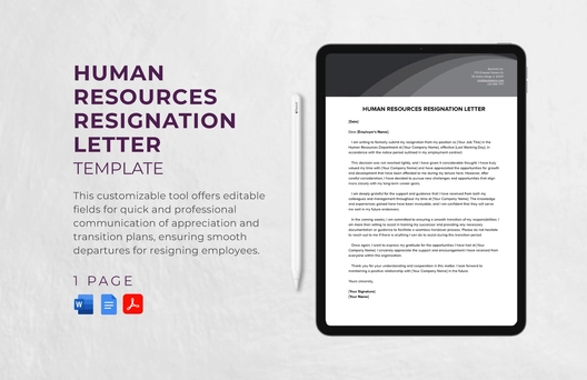 Human Resources Resignation Letter Template