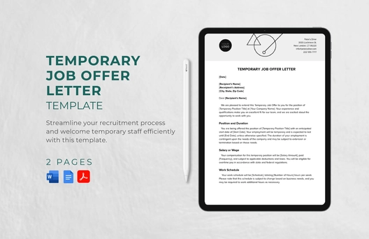 Temporary Job Offer Letter Template