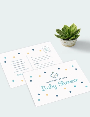 Baby Shower Invitation Postcard Template