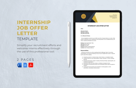Internship Job Offer Letter Template