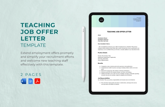 Teaching Job Offer Letter Template
