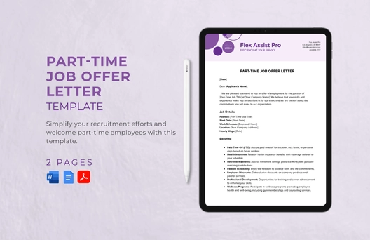 Part-Time Job Offer Letter Template