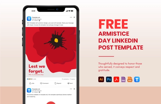 Free Armistice Day LinkedIn Post Template to Edit Online