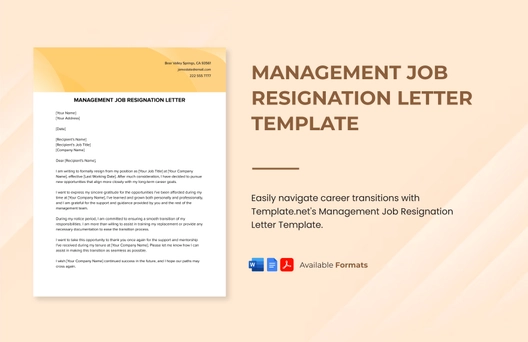 Management Job Resignation Letter Template