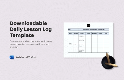 Downloadable Daily Lesson Log Template