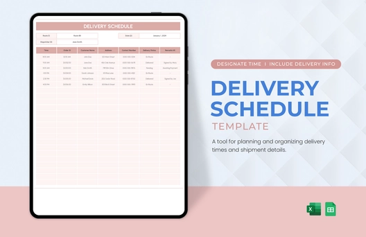 Delivery Schedule Template