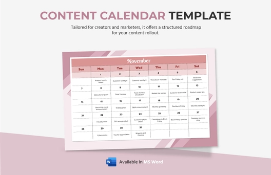 Content Calendar Template