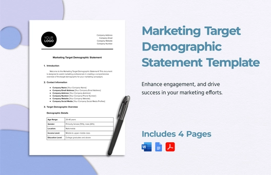 Marketing Target Demographic Statement Template