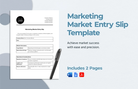 Marketing Market Entry Slip Template