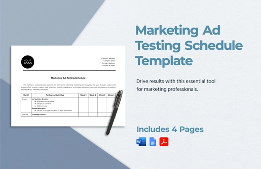 Marketing Ad Testing Schedule Template Marketing Ad Testing Schedule Template