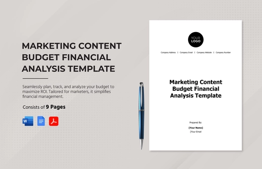 Marketing Content Budget Financial Analysis Template