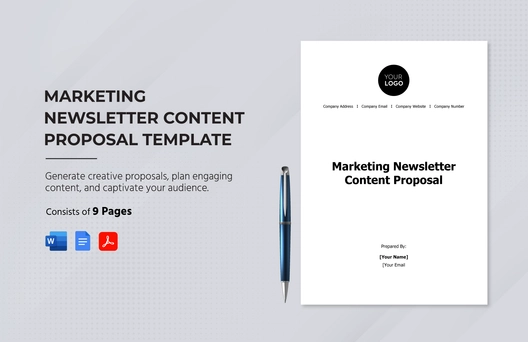 Marketing Newsletter Content Proposal Template Marketing Newsletter Content Proposal Template