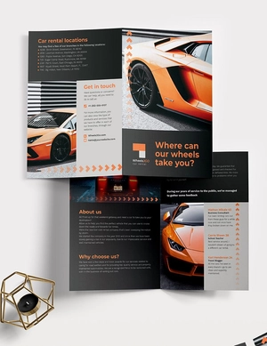 Car Rental Bi-Fold Brochure Template