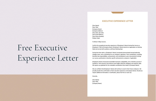 Executive Experience Letter Executive Experience Letter