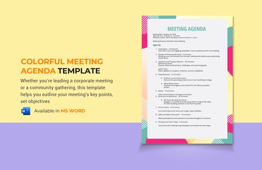 Colorful Meeting Agenda Template Colorful Meeting Agenda Template