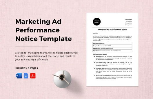 Marketing Ad Performance Notice Template