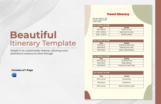 Beautiful Itinerary Template