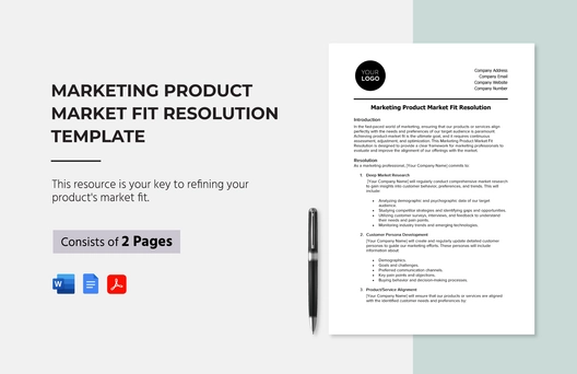 Marketing Product Market Fit Resolution Template